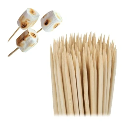 Afbeelding van Relaxdays satéprikkers set van 500 satéstokjes bbq fruitstokjes bamboe 40 cm
