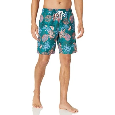 Image de Amazon Essentials Short de Bain 23cm avec Doublure en Maille, Poches, Fermeture à Cordon Homme, Orange, M