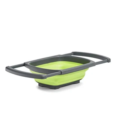 Afbeelding van Opvouwbare vergiet/zeef grijs/groen kunststof 44 x 29 13,1 cm Keukenvergiet