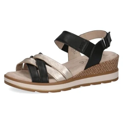 Afbeelding van Caprice Sandalen met sleehak, Dames, Maat: 36, Black comb Leer
