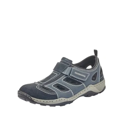 Afbeelding van Rieker Sneakers laag, Heren, Maat: 41, Pazifik/denim/schwarz Leer en imitatieleer