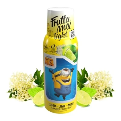 Afbeelding van FruttaMax Lichte, koolhydraatarme fitnesssiroop Minions suikervrij met stevia 60% fruit 500 ml (vlierbloesem, limoen, munt, licht, minions)