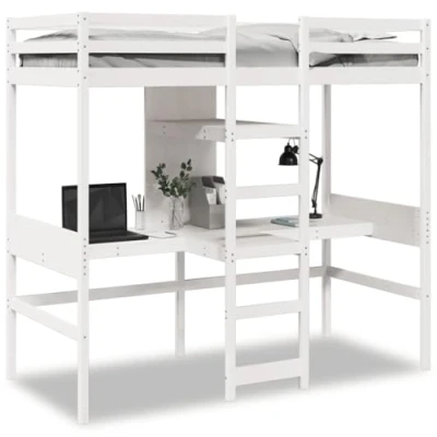 Afbeelding van vidaXL Hoogslaper zonder matras massief grenenhout wit 90x190 cm