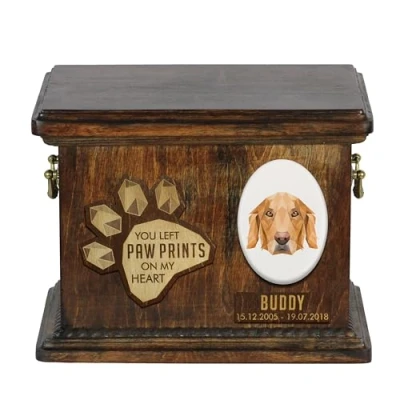 Afbeelding van Gepersonaliseerde urn hond voor hondenas van een Golden Retriever met gravure
