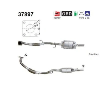 Afbeelding van Katalysator AS 37897, voor o.a. VW, SKODA, SEAT