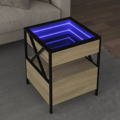 Afbeelding van Salontafel met Infinity LED 40x40x51 cm sonoma eikenkleurig