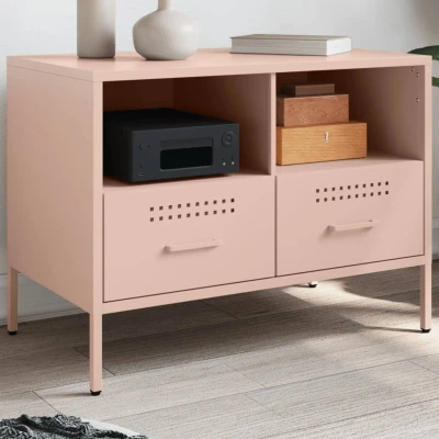 Afbeelding van Tv meubel 68x39x50,5 cm koudgewalst staal roze
