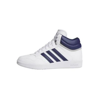 Afbeelding van adidas HOOPS 4.0 MID SHOES Uniseks schoenen, Ftwr Wit/Donker Blauw/Grijs Twee