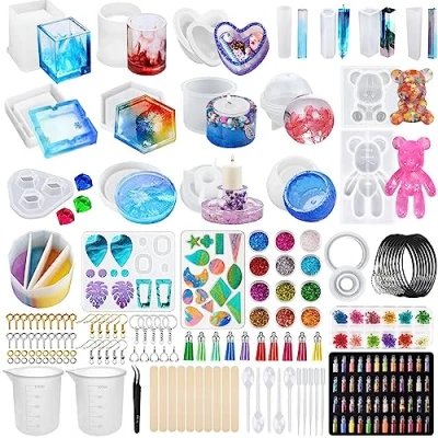 Afbeelding van TAVADA Epoxy Hars Mallen,18+Stukshars oorbel mallen,Hars Mould Kit Sieraden Maken Kit,Hars hanger Molds,voor DIY Craft,Epoxyhars Siliconen Mal,hangers