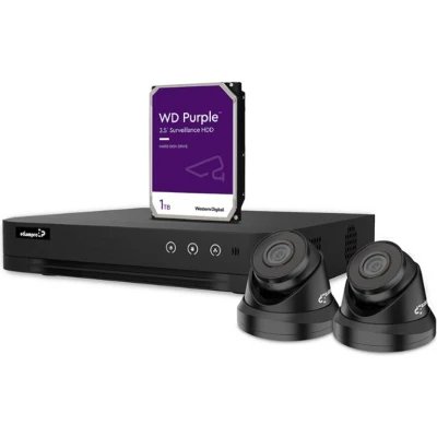 Afbeelding van EtiamPro IP VIDEOBEWAKINGSSET 4 KANAALS NVR RECORDER 2 x DOME CAMERA 1 TB HD KABELS