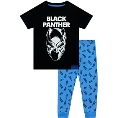 Afbeelding van Marvel Boys Black Panther Avengers PJ pyjama met korte mouwen voor kinderen, zwart.