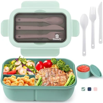 Afbeelding van Lunchbox met scheidingsvakken, 1250 ml vakken voor kinderen/volwassenen, lunchbox, broodtrommel, snackbox,