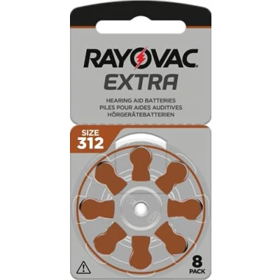 Afbeelding van RAYOVAC Extra 80 stuks gehoorapparaat batterijen type 312 PR41 bruin kleurcode 1,45 V (10 x 8 batterijen)
