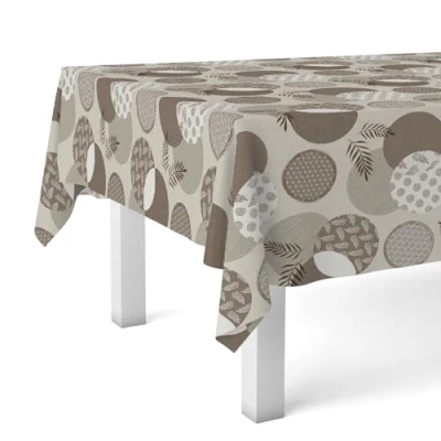 Afbeelding van Martina Home Tafelkleed van wasdoek, bruin, 200 x 140 cm