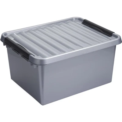 Afbeelding van Sunware Q line opbergbox 36L metaal zwart 50 x 40 26 cm