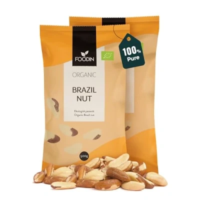 Image de FOODIN noix du Brésil 2 x 500 g, excellente source de protéines et d&#039;acides gras insaturés, 100 % biologiques, sans gluten végétaliens, lot