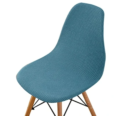Afbeelding van Highdi Set van 1/2/4/6 Fluwelen Scandinavische jacquard, Effen kleur hoezen voor eetkamerstoelen, stoelen zonder leuning de keuken, woonkamer, kantoor (meerblauw, 4 stuks)