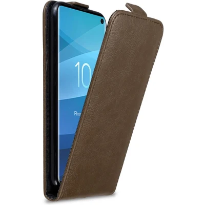 Afbeelding van Cadorabo Hoesje geschikt voor Samsung Galaxy S10 4G in KOFFIE BRUIN Beschermhoes flip design Case Cover met magnetische sluiting