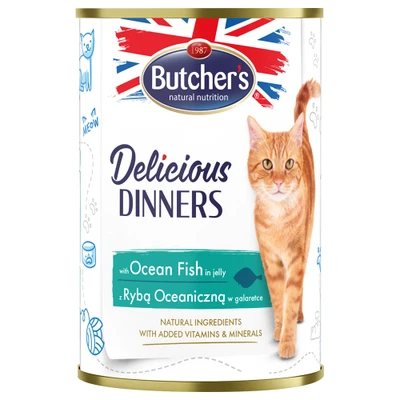 Afbeelding van 48x 400g Butcher&#039;s Delicious Dinners Cat met zeevis natvoer