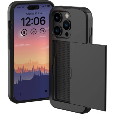 Afbeelding van iMoshion Hoesje Geschikt voor iPhone 15 Pro Ruimte 2 pasjes Backcover met pasjeshouder Zwart