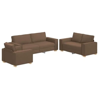 Afbeelding van vidaXL Bank Set van 3 Bruin Polyester Fauteuil, 99x78x84 cm