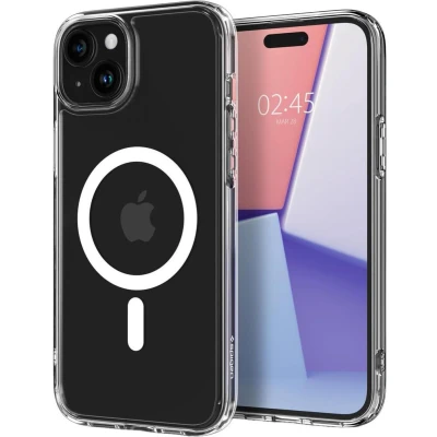 Afbeelding van Spigen Hoesje Geschikt voor Apple iPhone 15 Plus Crystal Hybrid MagFit Compatibel met MagSafe Back Cover Magneet Transparant Wit