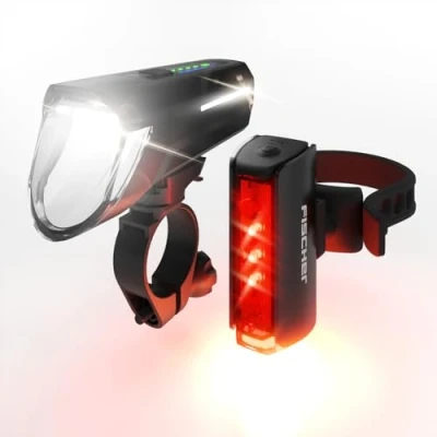 Afbeelding van FISCHER FAHRRAD PLUS 110 + TWIN STOP Fietsverlichtingsset LED Zwart