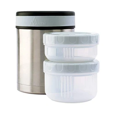 Afbeelding van Food Container thermos 1 Liter Laken, geïsoleerde roestvrij stalen voor voedsel, met 2 binnencontainers, moderne Tiffin