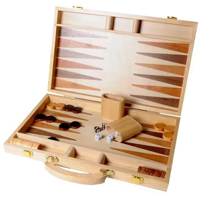 Image de Longfield Games Backgammon en bois 48 x 38 cm