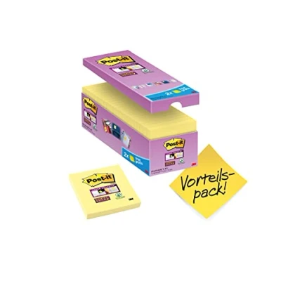Afbeelding van Memoblok 3M Post it 654 Super Sticky 76x76mm geel 14+2 gratis