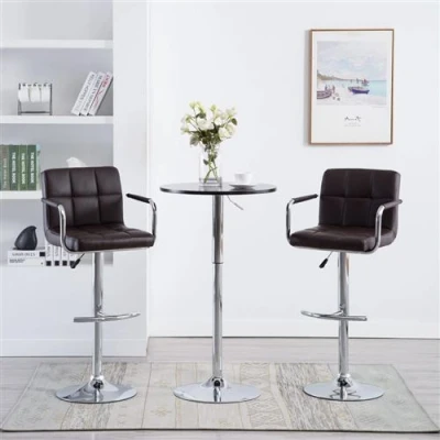 Image de vidaXL Tabourets de bar lot 2 marron similicuir323626