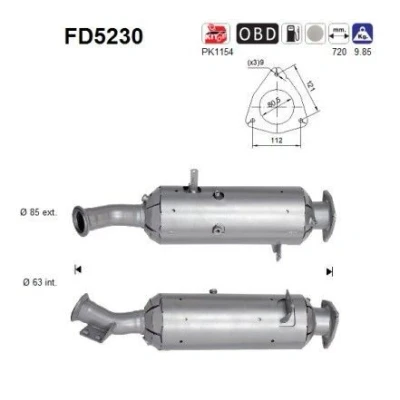 Afbeelding van AS FD5230 Roetfilter Euro 5 Cordieriet