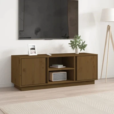 Afbeelding van Tv meubel 110x35x40,5 cm massief grenenhout honingbruin