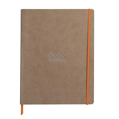 Afbeelding van RHODIA 117704C Notitieboek, zacht, taupe, A4+, gelinieerd, 160 pagina&#039;s afneembaar, lichtfontainer papier, ivoorkleurig, 90 g/m², bladwijzers, elastische sluiting, omslag van kunstleer, collectie Rhodiarama