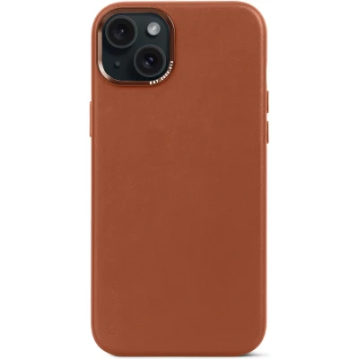 Afbeelding van DECODED Leren Hoesje voor iPhone 15 Plus Hoogwaardig Europees Leer Geschikt MagSafe Bruin