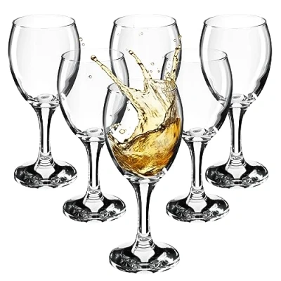 Afbeelding van KADAX Wijnglazen, vaatwasmachinebestendig, stijlvolle en hoogwaardige glazen voor rode witte wijn, lange wijnglazen (6 x 245 ml, wijn)