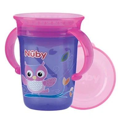 Afbeelding van Nûby Oefenbeker 360 Wonder cup met handvatten 240ml Paars 6m+