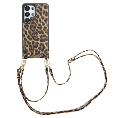 Afbeelding van Selencia Hoesje Geschikt voor Samsung Galaxy S25 Ultra met Pasjeshouder Nova Backcover koord en pashouder Leopard
