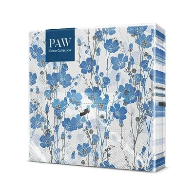 Image de PAW Decor Collection Serviette Papier 3 Plis (33 x 33 cm) I Lot de 20 Table Idéal pour les Anniversaires, Journées Portes Ouvertes, Garden Parties (Flax Plants)