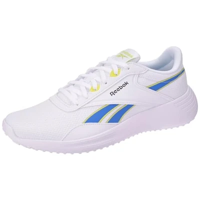 Afbeelding van Reebok LITE 4 Stabiliteit hardloopschoenen, Heren, Maat: 44.5, White kinetic blue acid yellow Textiel/ synthetisch
