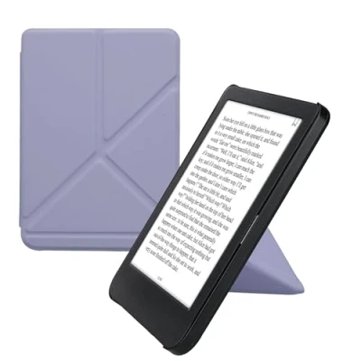 Afbeelding van kwmobile E reader hoesje geschikt voor Kobo Clara BW / Colour hoes Ereader flip case met standaard cover van kunstleer In lavendel