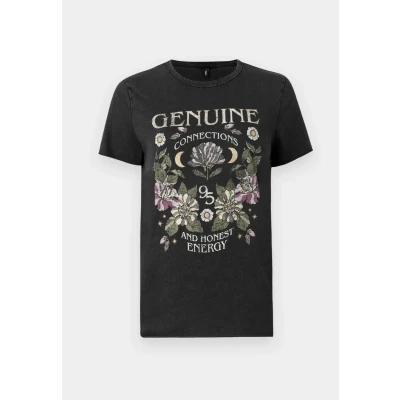 Afbeelding van ONLY REG S/S JRS NOOS Tshirt print, Dames, Maat: XS, Black/genuine