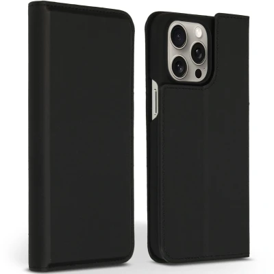 Afbeelding van Accezz Hoesje Geschikt voor iPhone 15 Pro Max Met Pasjeshouder Premium Leather Slim Bookcase Zwart