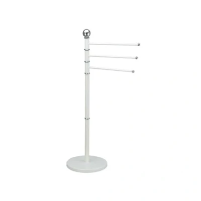 Afbeelding van MSV Handdoeken rek badkamer wit/zilver chroom metaal 46 x 90 22 cm