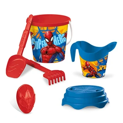 Afbeelding van Mondo Toys Bucketset + water kan Spiderman emmer 17 cm met waterkan strandspeelgoed (6 stuks) voor kinderen 18427