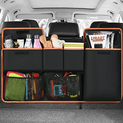 Afbeelding van Auto organizers, Kofferbak Organizer Tas met Veel Zak, Multifunctionele Achterbank voor Alle Soorten Limousine Achterklep/SUV/MVP (Oranje)