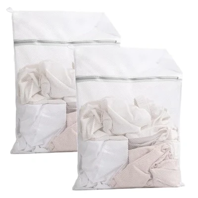 Afbeelding van Set van 2 wasnetten voor wasmachine, duurzame waszakken met ritssluiting, reiswasnet (40 x 50 cm)