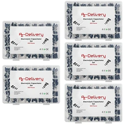 Afbeelding van AZDelivery 5 x 0,1uF 1000uF, 24 waarden elektrolytcondensatoren van aluminium (500 stuks) compatibel met Arduino inclusief e book!