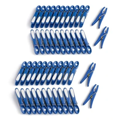 Afbeelding van Wasknijpers, bloemen, 48 stuks, klassiek blauw wit, premium wasknijpers