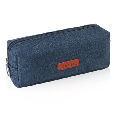 Afbeelding van iSuperb Schooletui, kleine zak, potlood, effen, voor meisjes, jongens, potloodhouder (blauw)